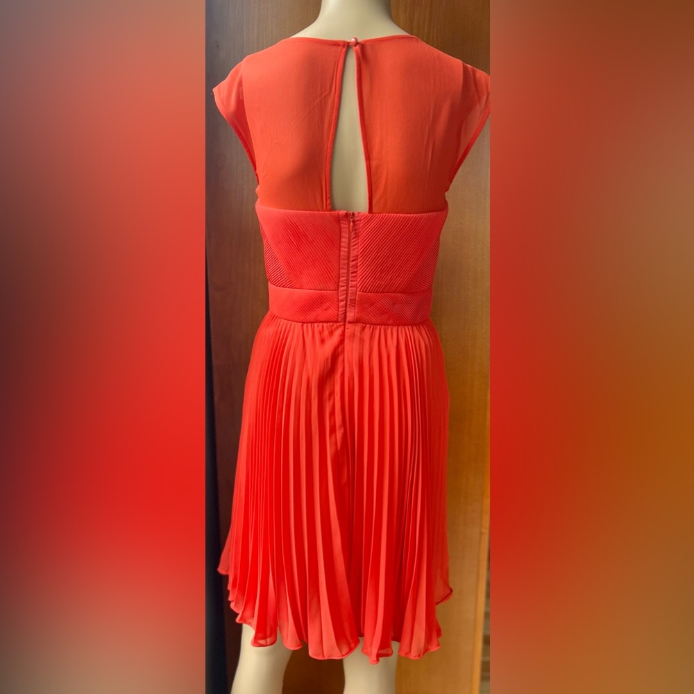 KAREN MILLEN Orange Chiffon Dress Size 4 - Picture 5 of 9